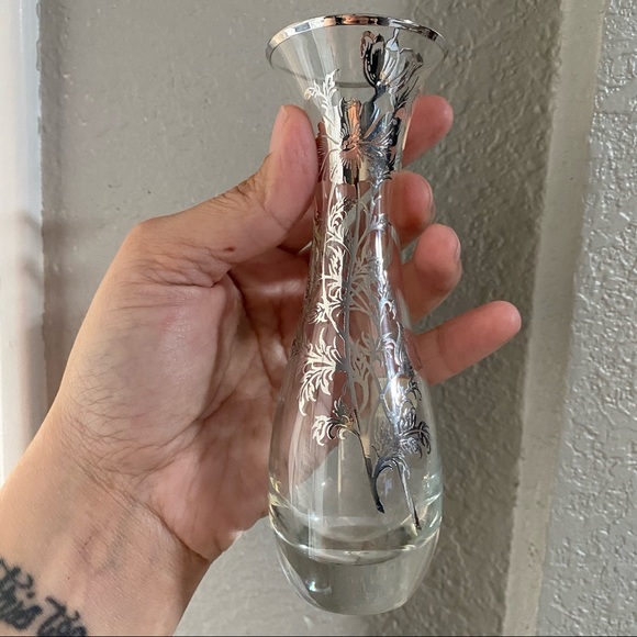 Sterling Silver on Crystal Poppy Floral Bud Vase - Picture 5 of 10